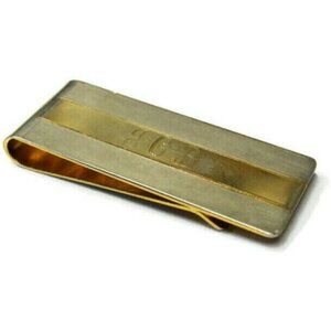 "JCB" Monogram Money Clip Stainless Steel Gold Tone Credit Card Cash ID Holder